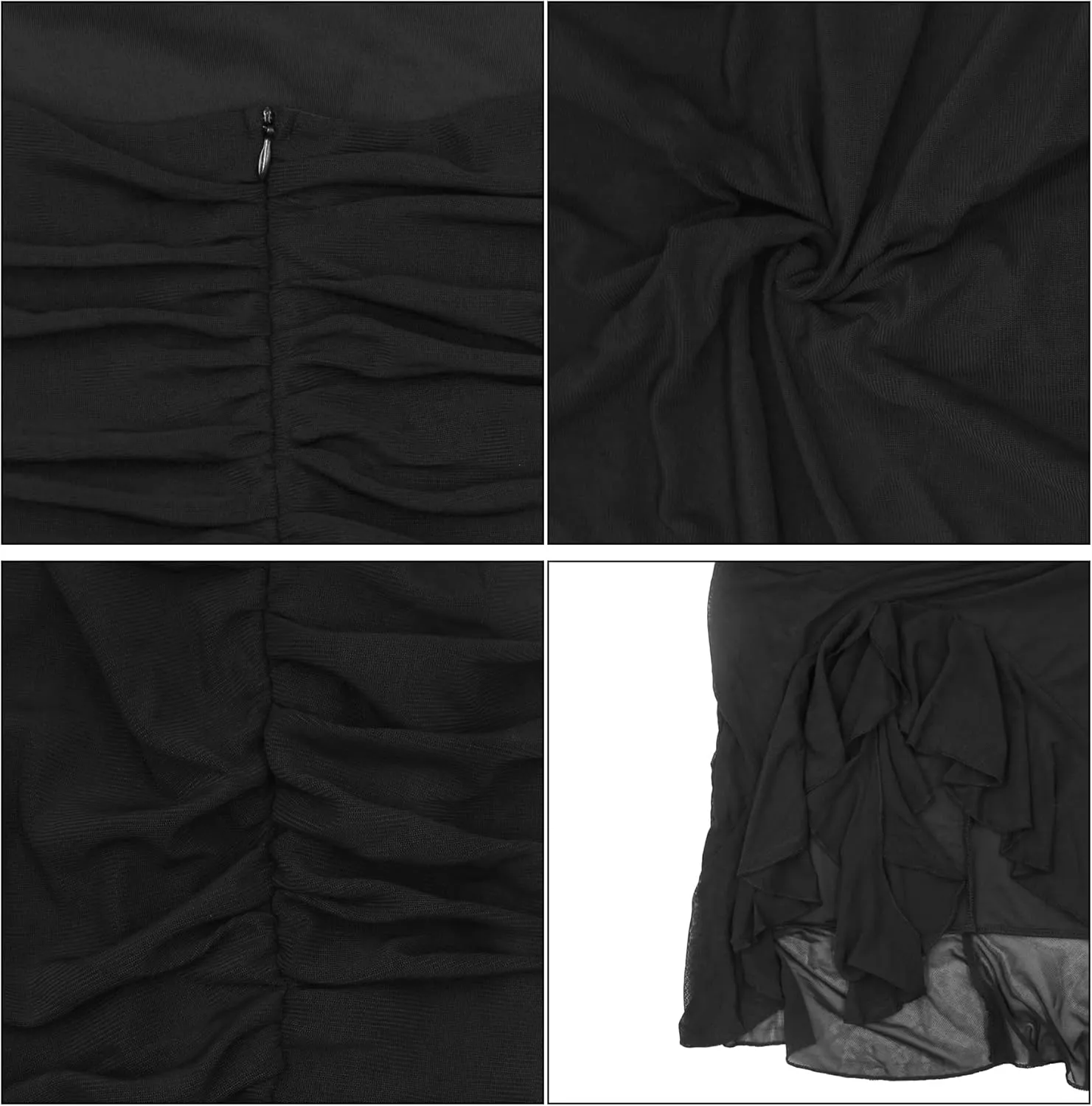 AIBEARTY Women's Sleeveless Asymmetrical Ruffle Hem Mermaid Midi Dress Irregular Ruched Backless Party Club Cocktail Dresses