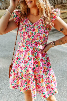 *APP EXCLUSIVE* Floral Ruffle Trim Smocked Dress
