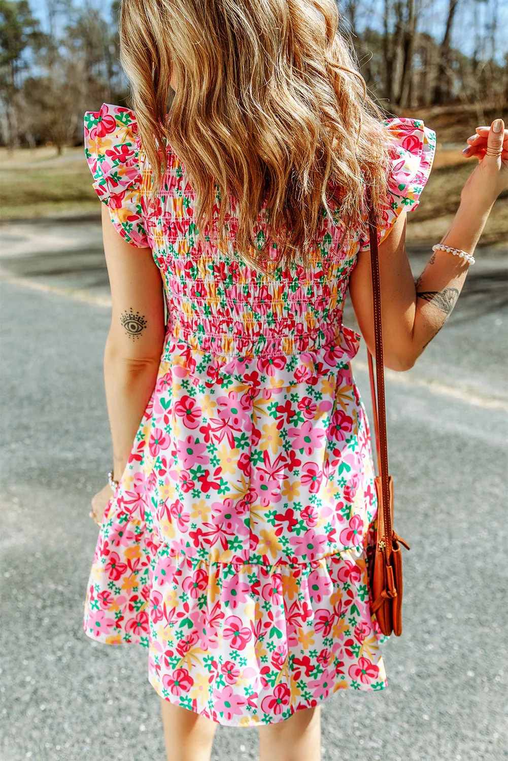 *APP EXCLUSIVE* Floral Ruffle Trim Smocked Dress