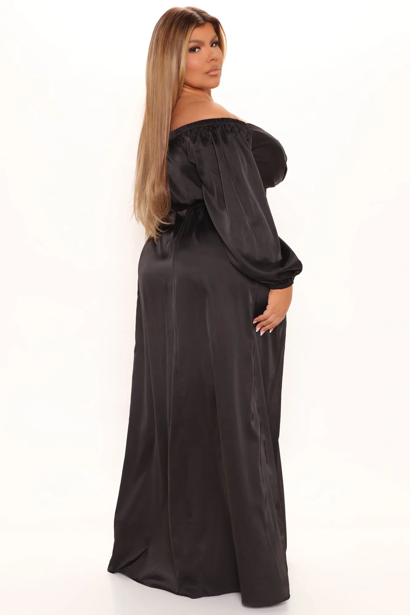 Beautiful Moments Satin Maxi Dress - Black