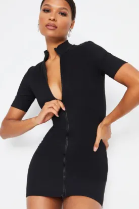 Black Mock Neck Mini Dress