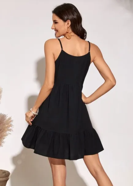 Black Ruffle Hem Dress