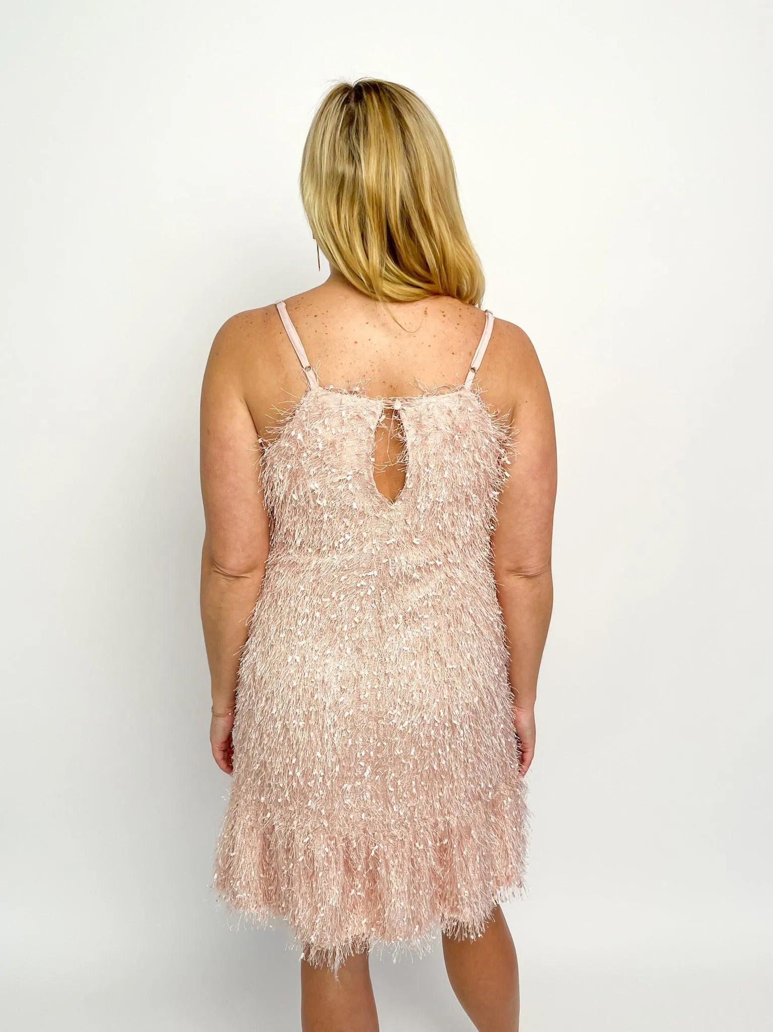 Blush Shaggy Ruffle Hem Dress