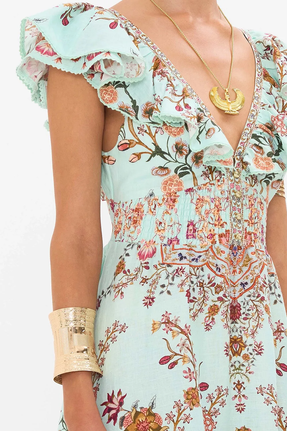 CAMILLA | WEAVING WORLDS TIERED DRESS WITH NECK FRILL