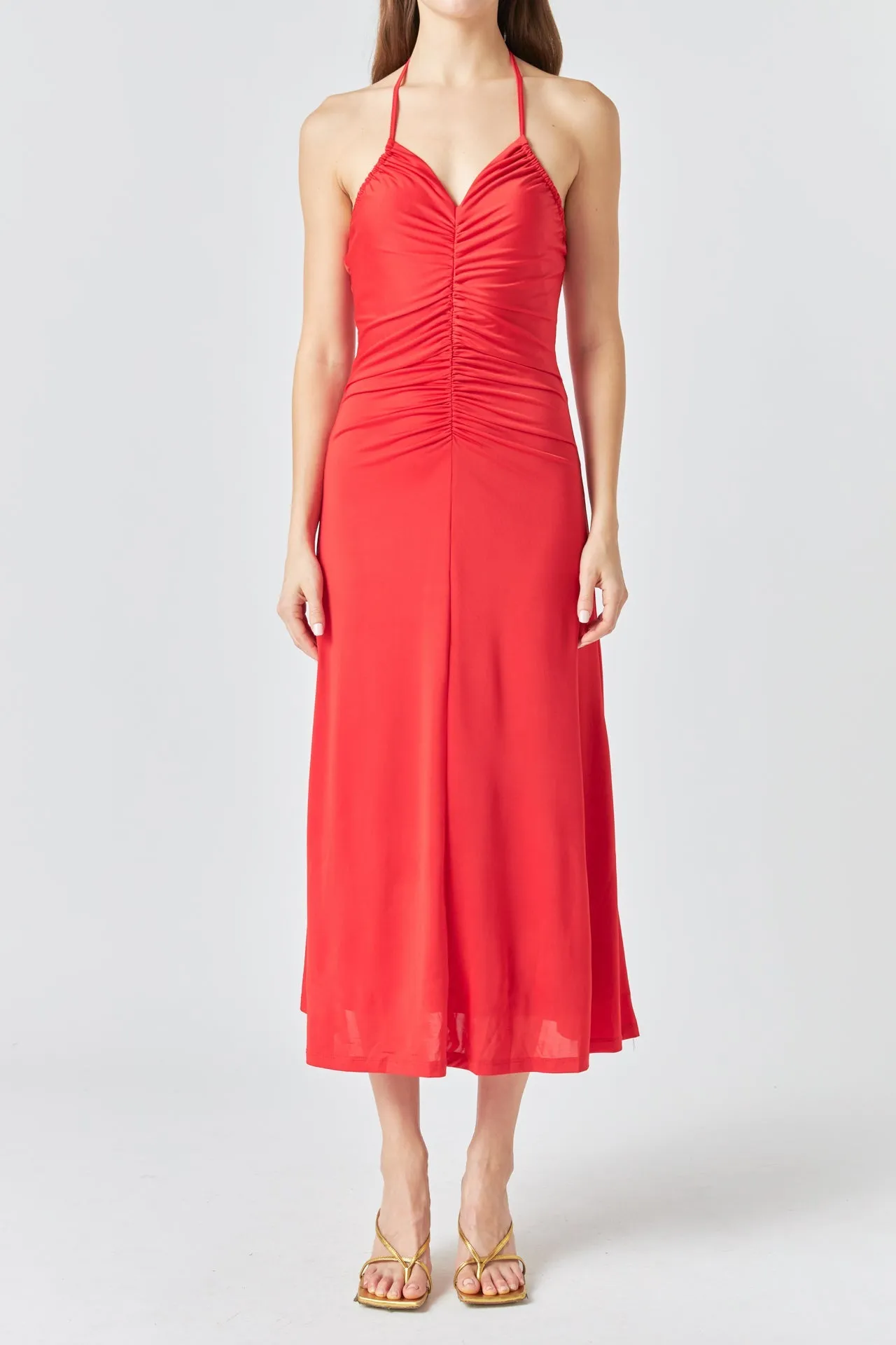 Endless Rose - Halter Ruched Maxi Dress