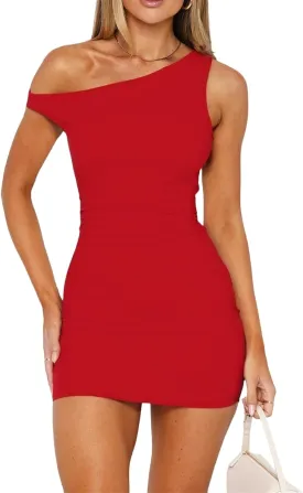ForeFair Womens Off The Shoulder Summer Mini Dresses Sexy Sleeveless Bodycon Club Party Fashion Outfits