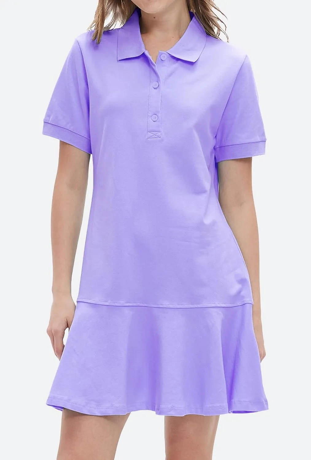 Ladyful Women's Polo Dress Short Sleeve Ruffle Hem Flowy Summer Golf Tennis Athletic Mini Dress