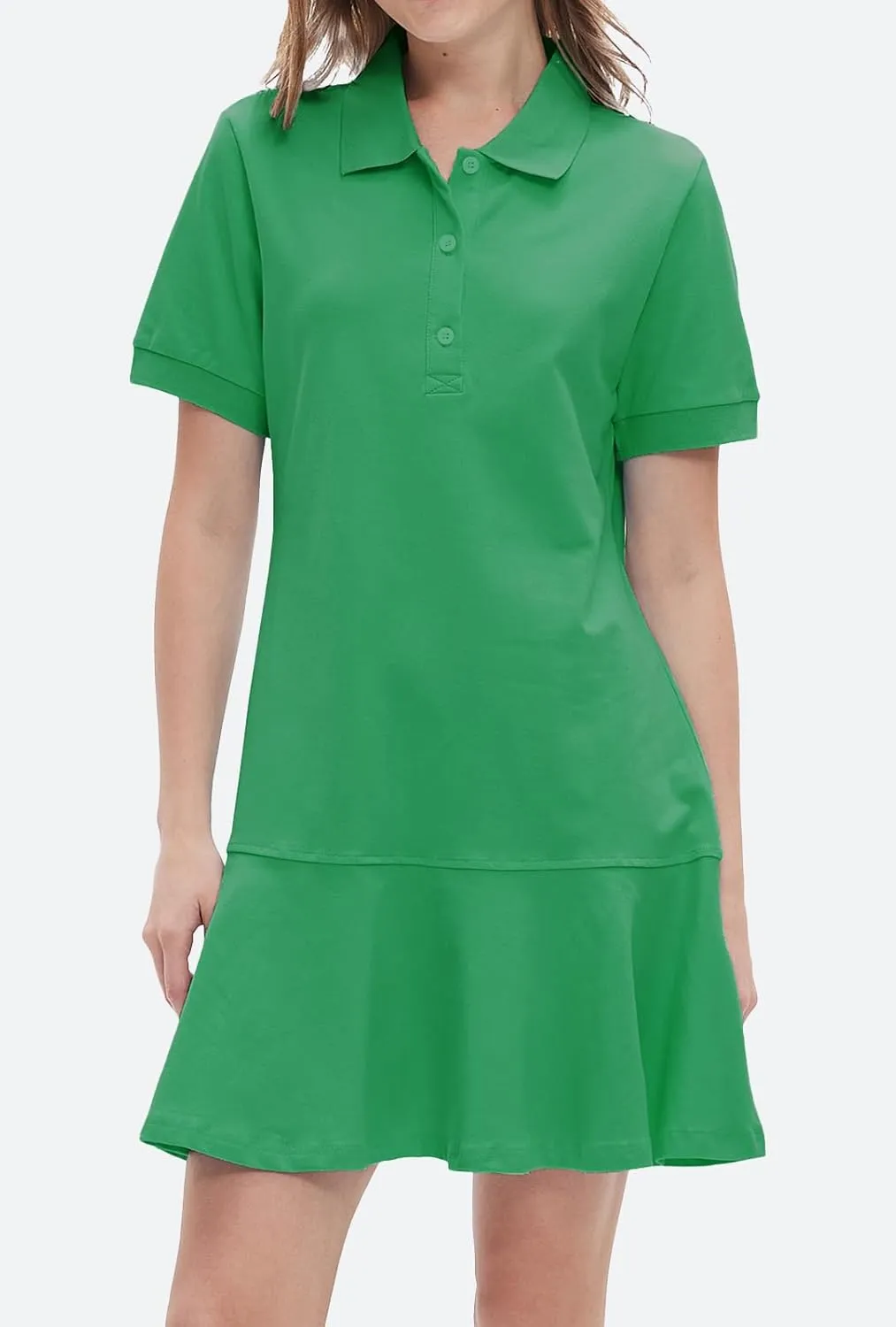 Ladyful Women's Polo Dress Short Sleeve Ruffle Hem Flowy Summer Golf Tennis Athletic Mini Dress