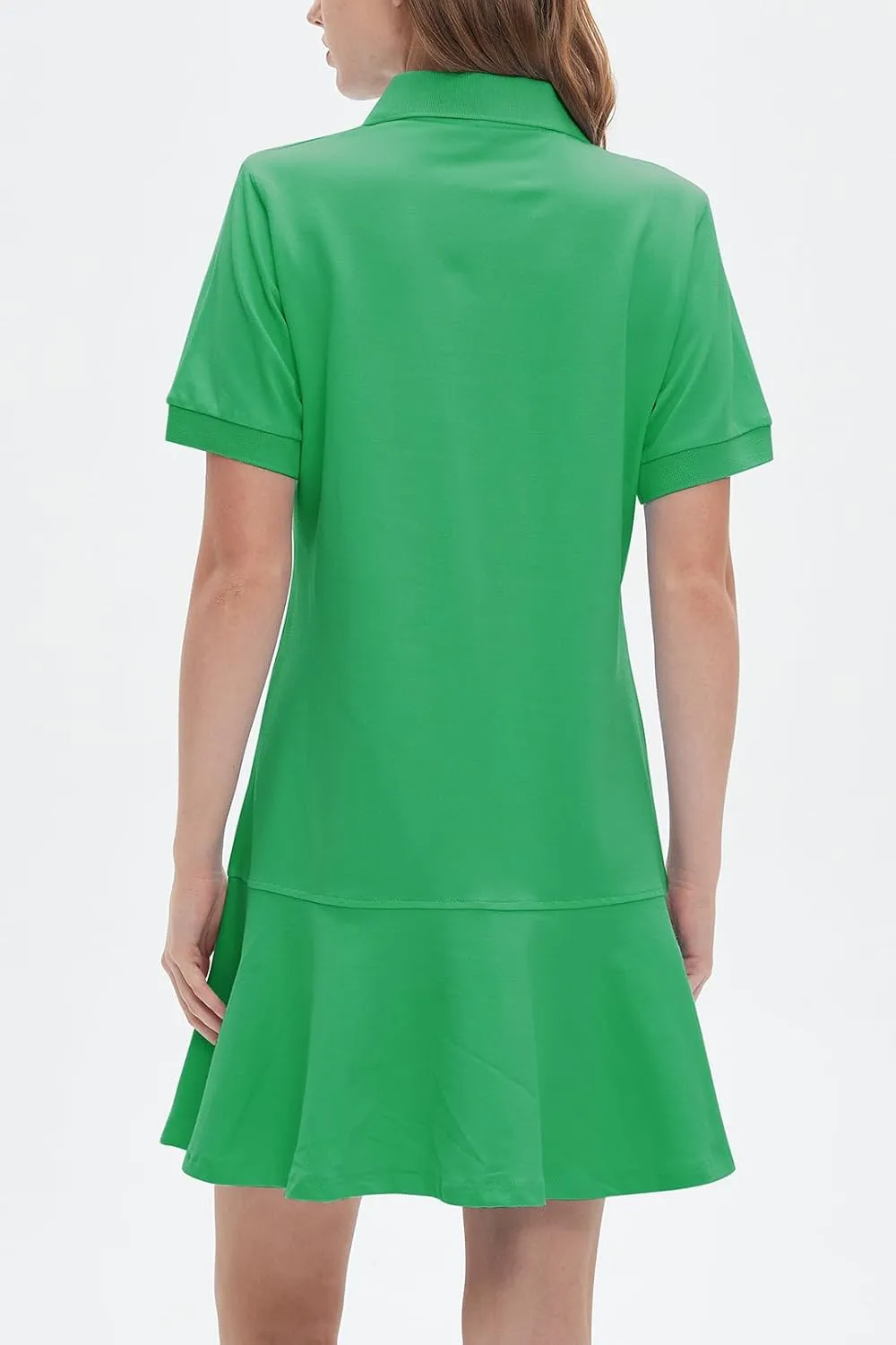 Ladyful Women's Polo Dress Short Sleeve Ruffle Hem Flowy Summer Golf Tennis Athletic Mini Dress