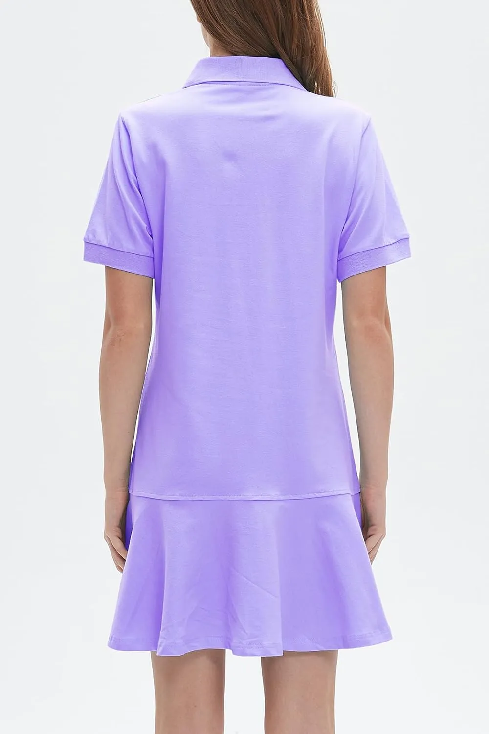 Ladyful Women's Polo Dress Short Sleeve Ruffle Hem Flowy Summer Golf Tennis Athletic Mini Dress