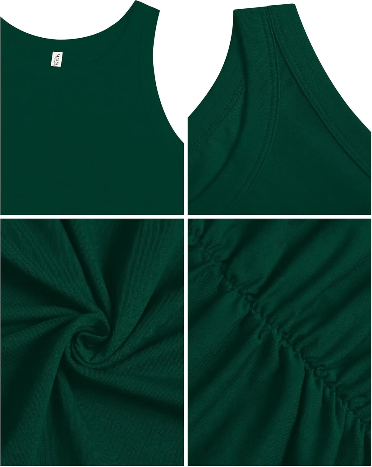 Missfue Women's 2025 Summer Sleeveless Tank Dress Crew Neck Ruched Bodycon Slim Fit Sheath Party Club Mini Dress
