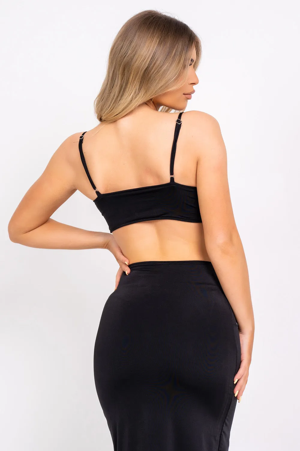 Over It Black Slinky Bodycon Strappy Cut Out Maxi Dress