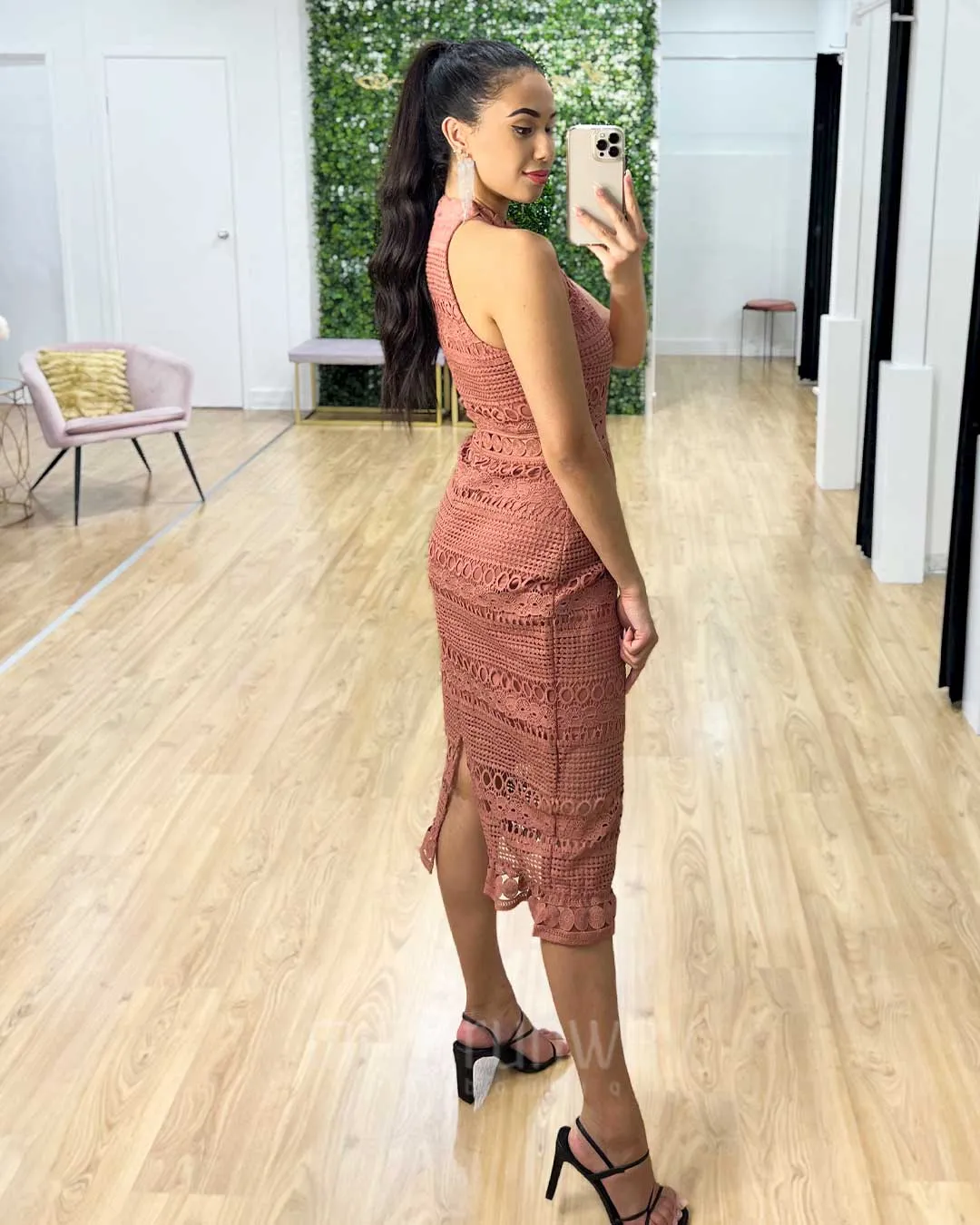 Rivers Midi Lace Dress - Mauve