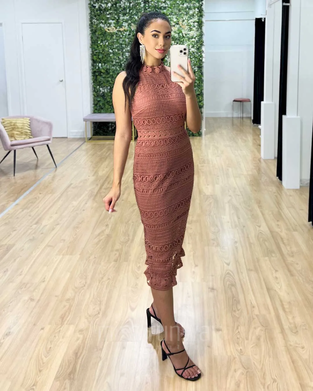 Rivers Midi Lace Dress - Mauve