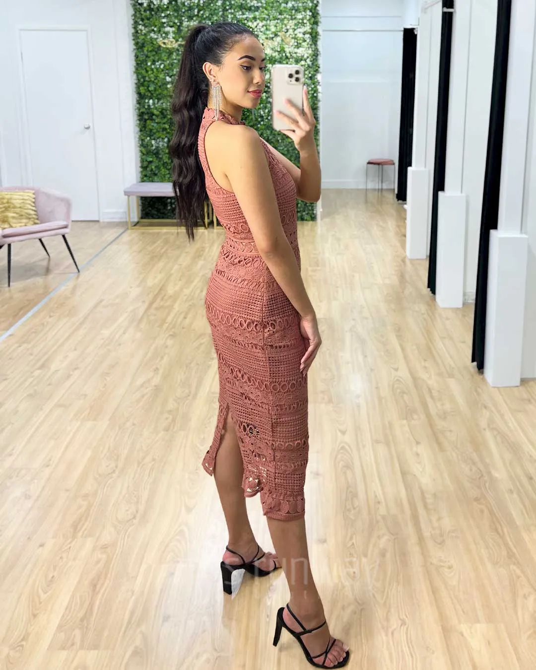 Rivers Midi Lace Dress - Mauve