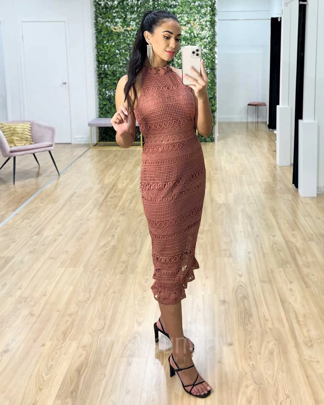 Rivers Midi Lace Dress - Mauve