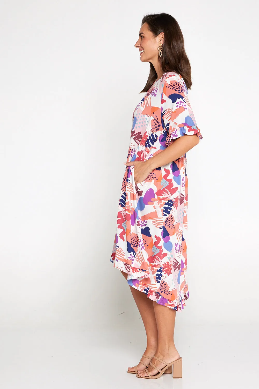 Rollingwood Dress - Coral Collage