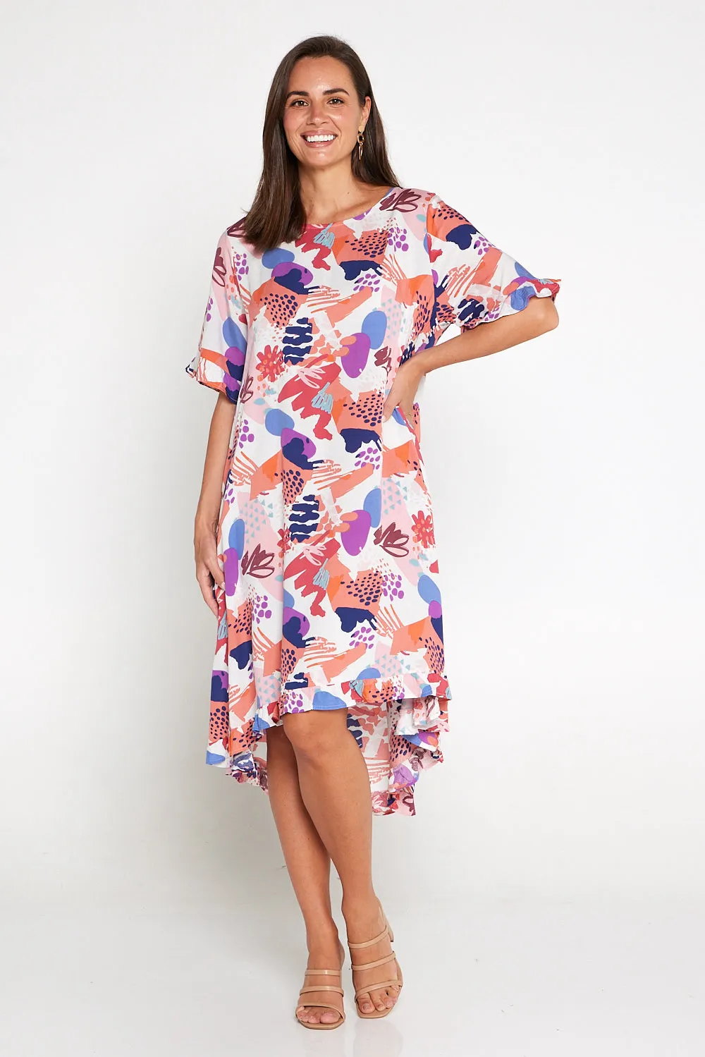 Rollingwood Dress - Coral Collage