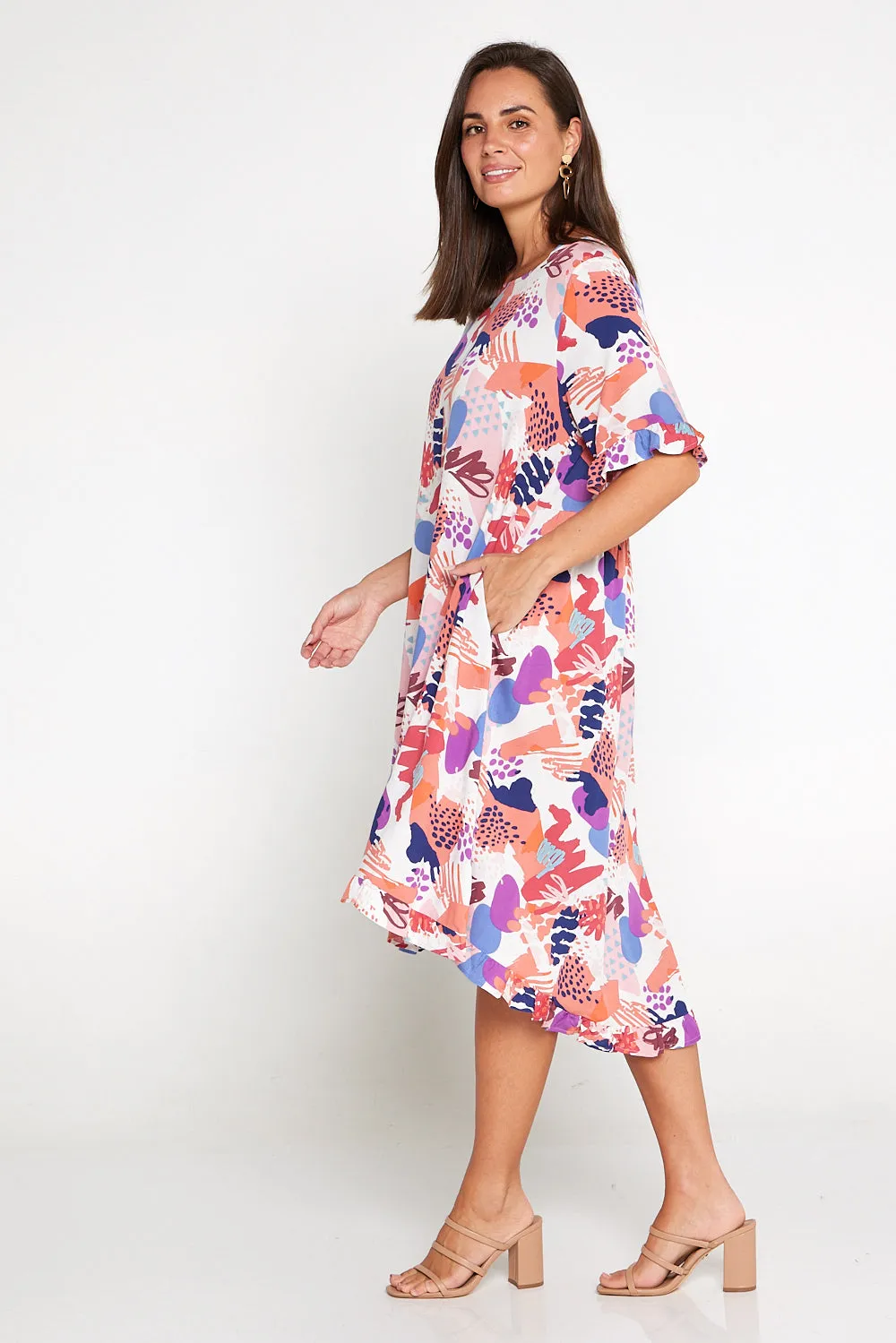 Rollingwood Dress - Coral Collage