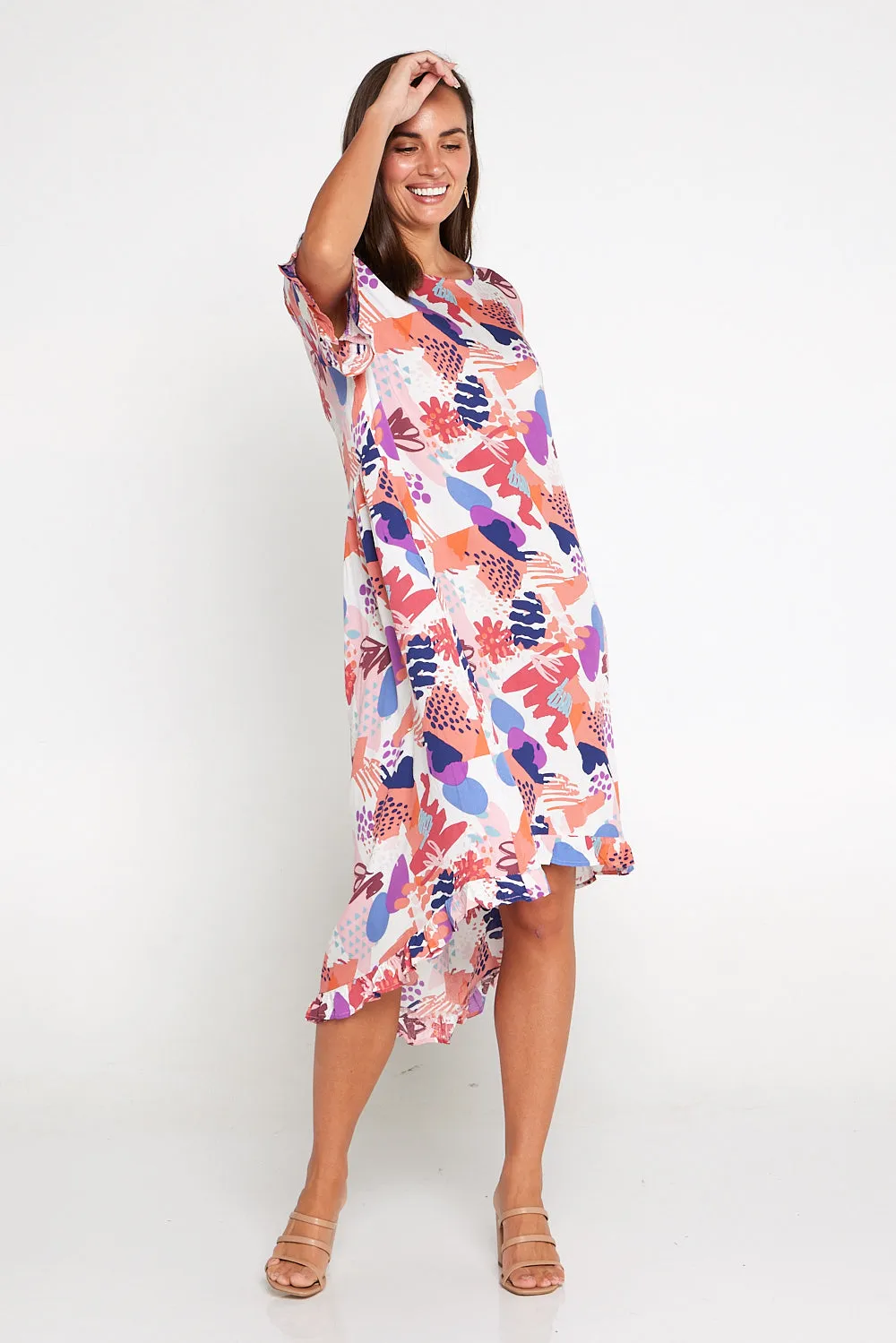 Rollingwood Dress - Coral Collage