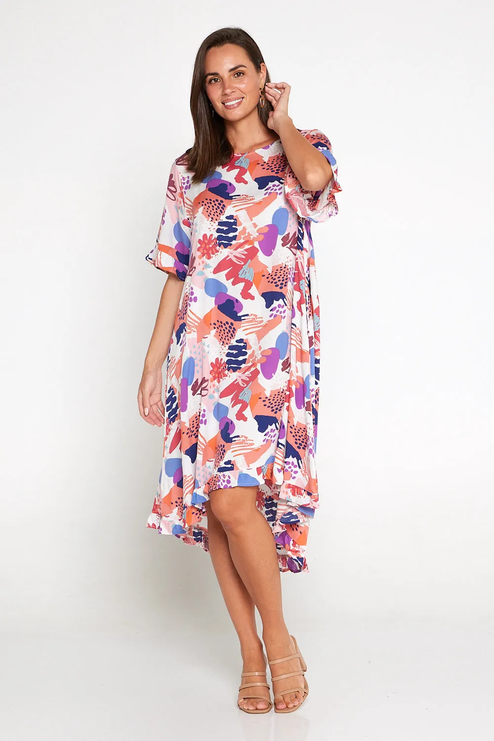 Rollingwood Dress - Coral Collage