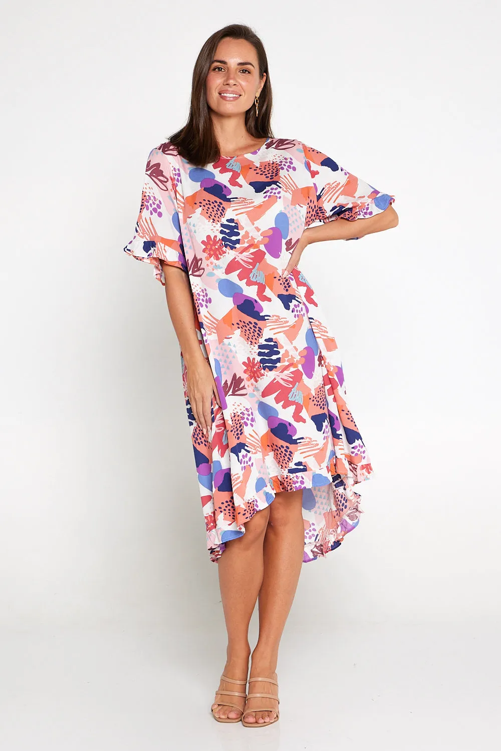 Rollingwood Dress - Coral Collage
