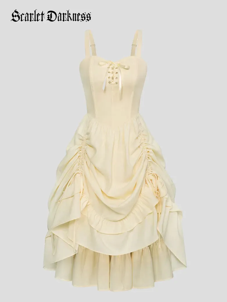 Sexy Cross straps Boned Length Adjustable Swing Dress