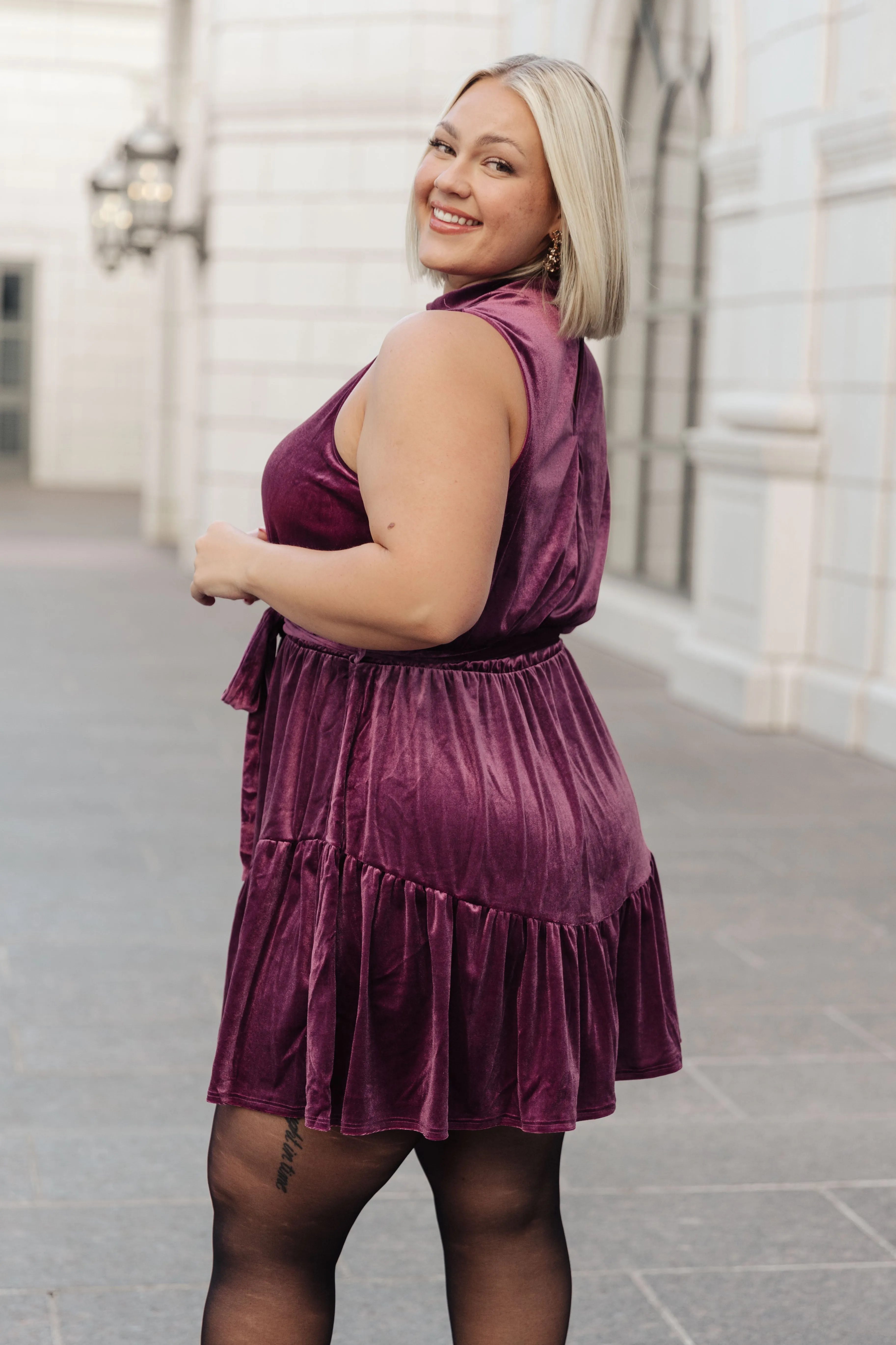 Tied In A Bow Velvet Dress - 11/8