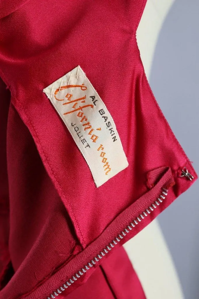 Vintage Red Satin Party Dress