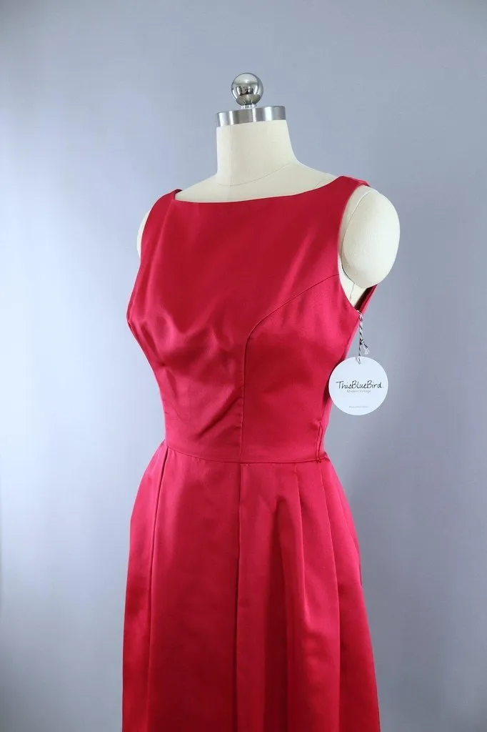 Vintage Red Satin Party Dress