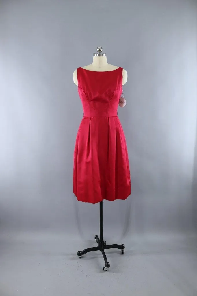 Vintage Red Satin Party Dress