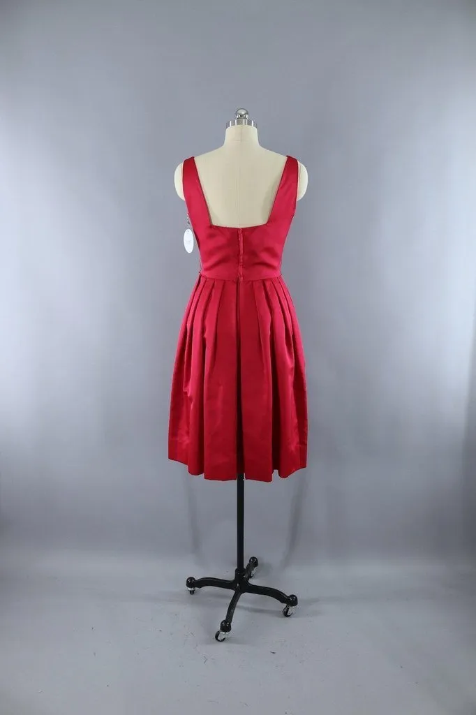 Vintage Red Satin Party Dress