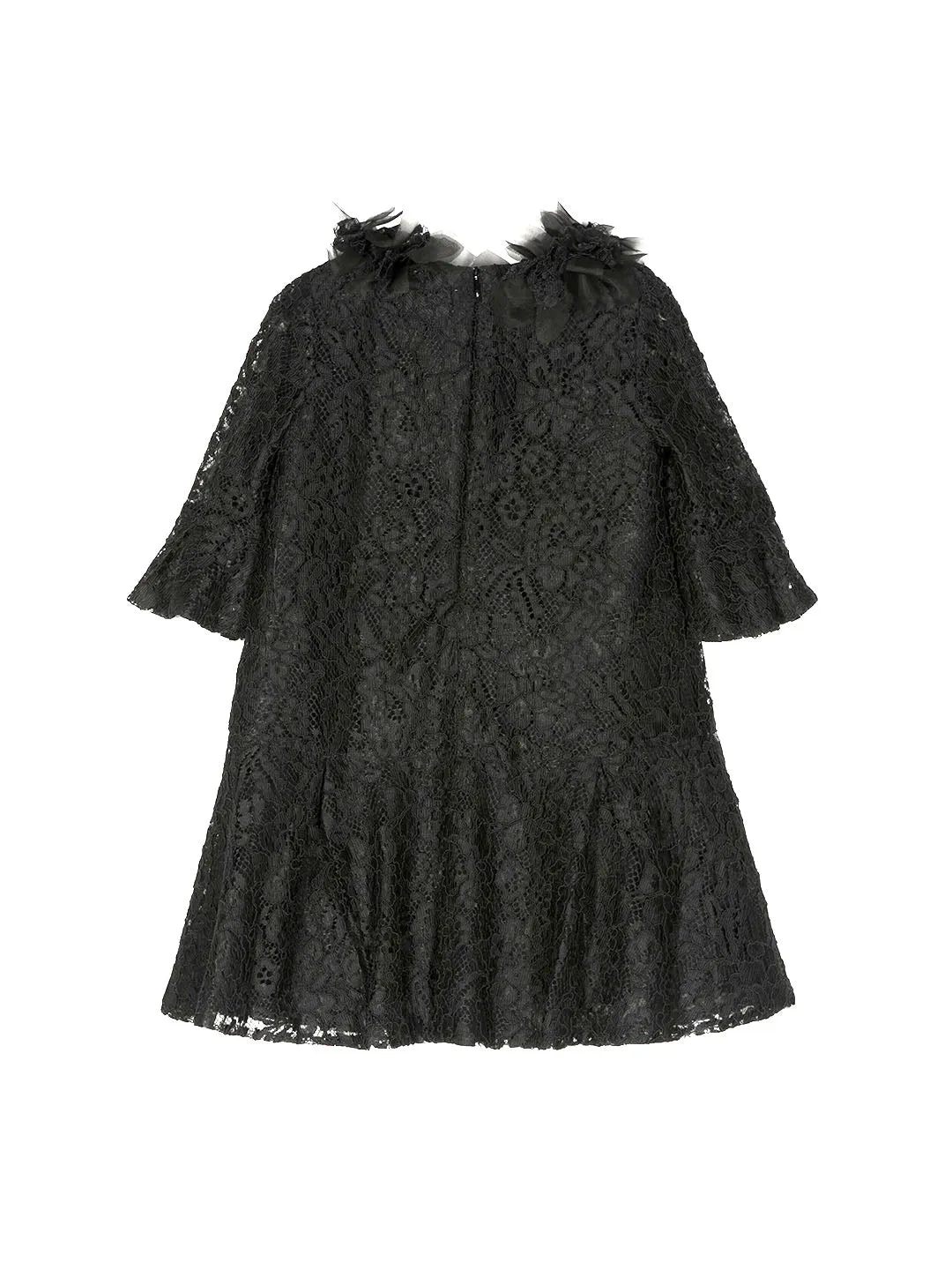 Volant-Embroidered Lace Dress
